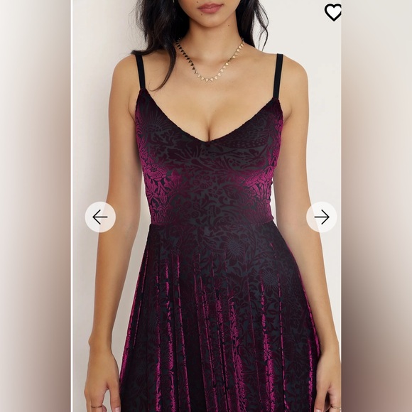 COPY - BURNED VELVET RUBY STRAWBERRY THIEF HANDKERCHIEF DRESS - Picture 4 of 6